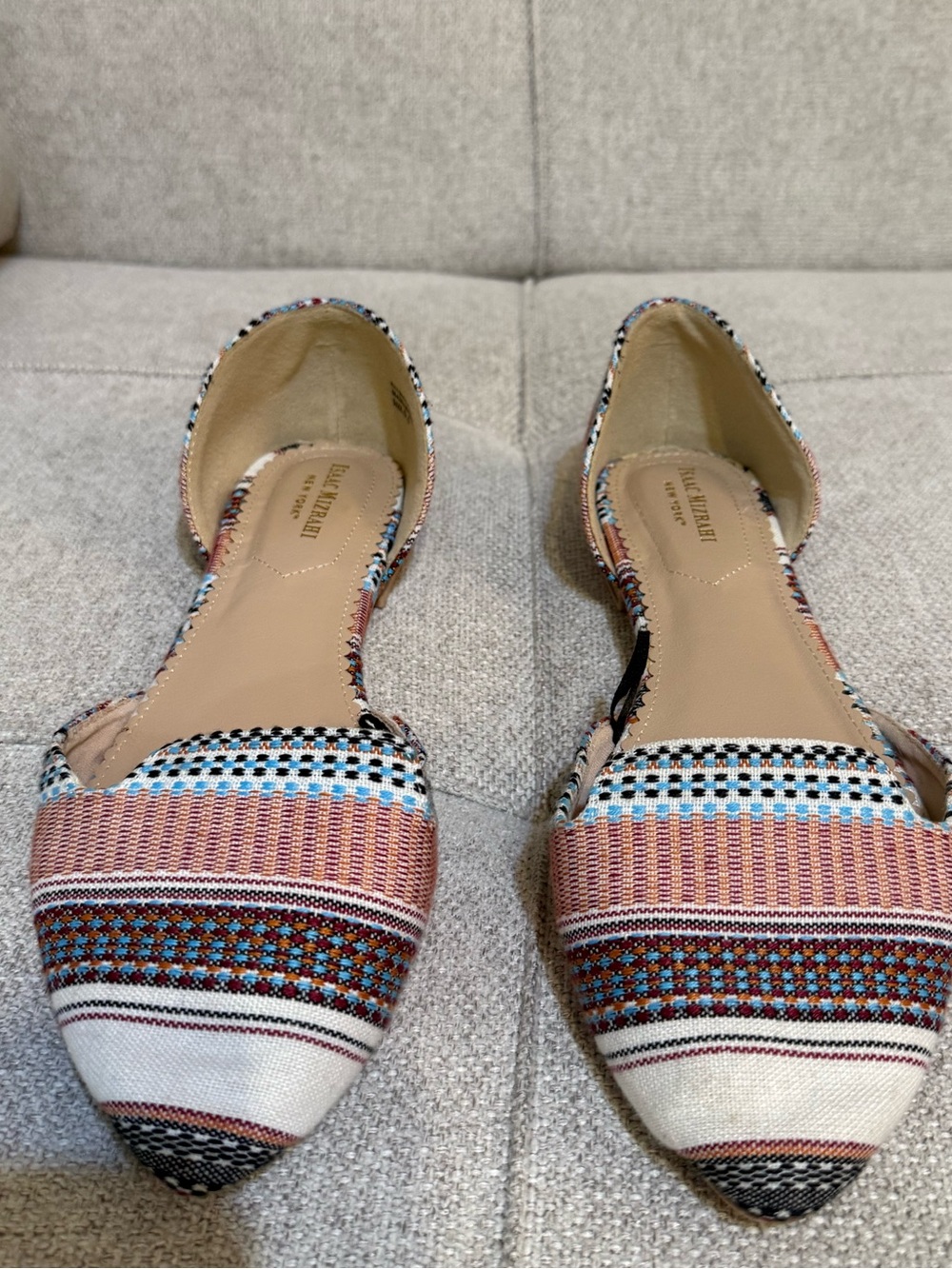 Isaac Mizrahi Textured Multi-Stripe Pointed Toe Flats - Women